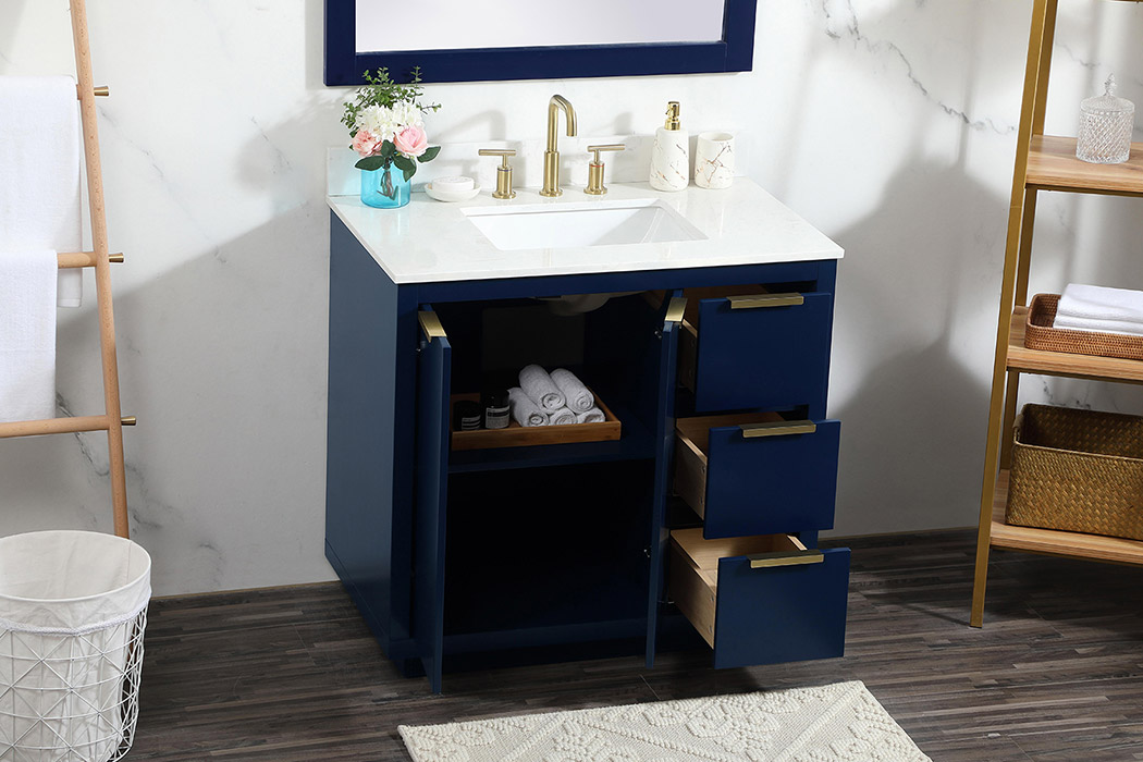 Elegant Bathroom Vanity - Blue (VF19436BL-BS)