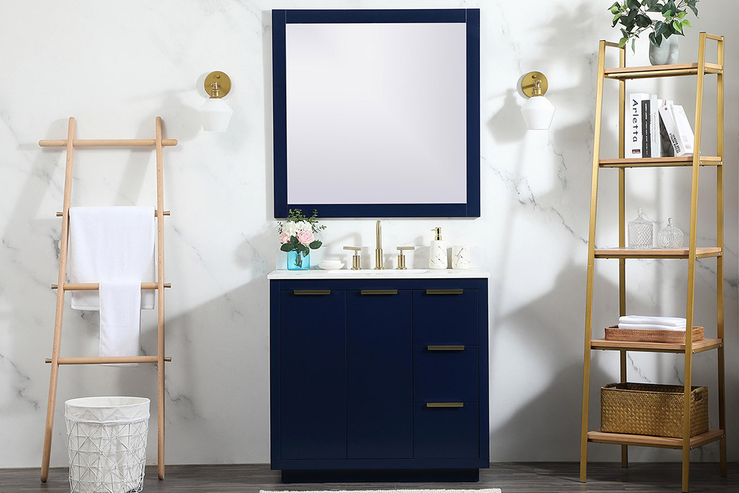 Elegant Bathroom Vanity - Blue (VF19436BL-BS)