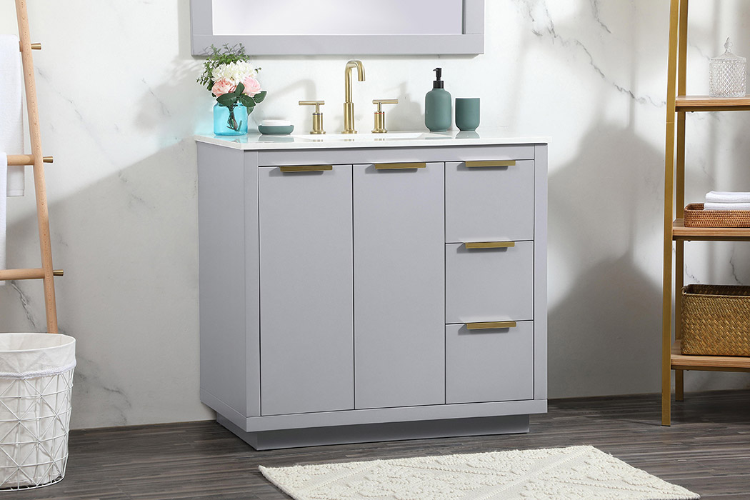 Elegant Bathroom Vanity - Gray (VF19436GR)