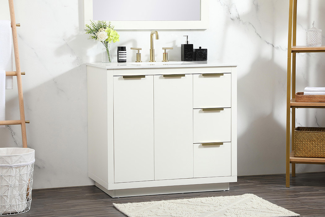 Elegant Bathroom Vanity - White (VF19436WH)