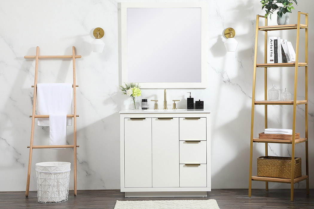 Elegant Bathroom Vanity - White (VF19436WH)