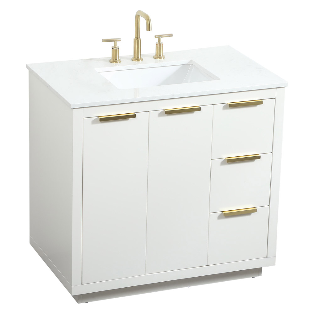 Elegant Bathroom Vanity - White (VF19436WH)