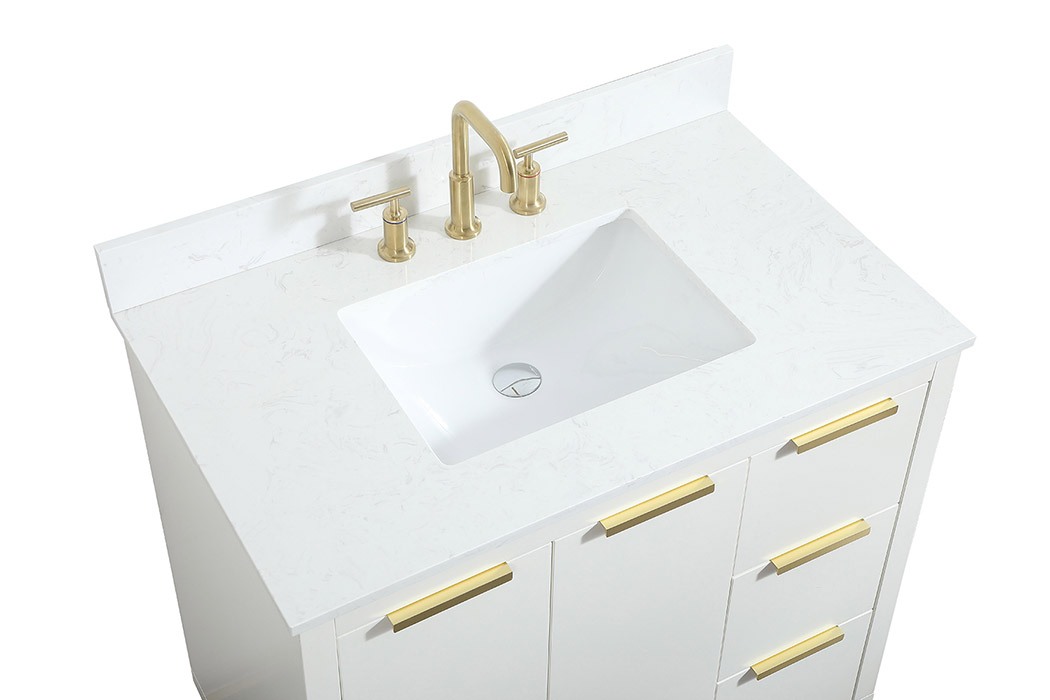 Elegant Bathroom Vanity - White (VF19436WH-BS)