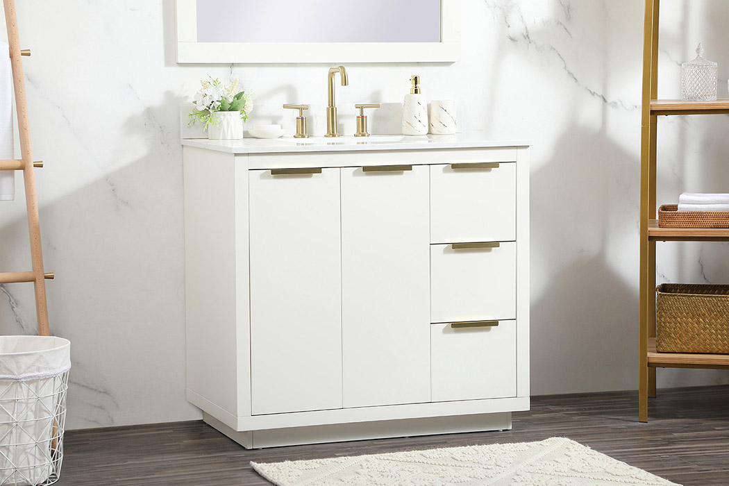 Elegant Bathroom Vanity - White (VF19436WH-BS)