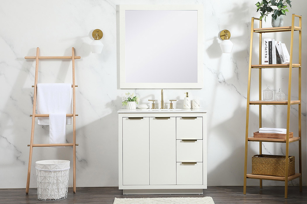 Elegant Bathroom Vanity - White (VF19436WH-BS)