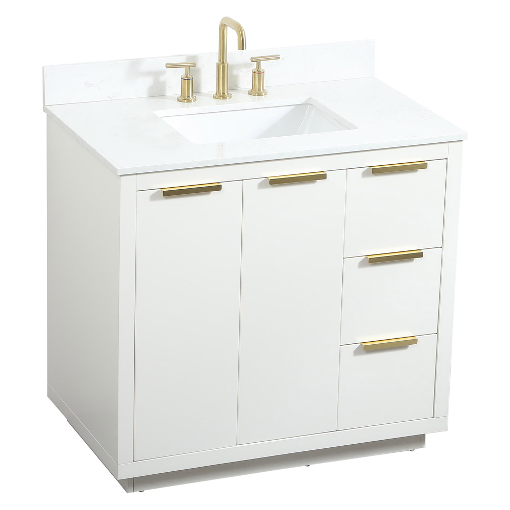 Elegant Bathroom Vanity - White (VF19436WH-BS)