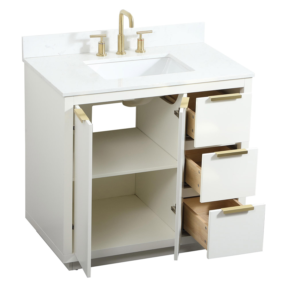 Elegant Bathroom Vanity - White (VF19436WH-BS)