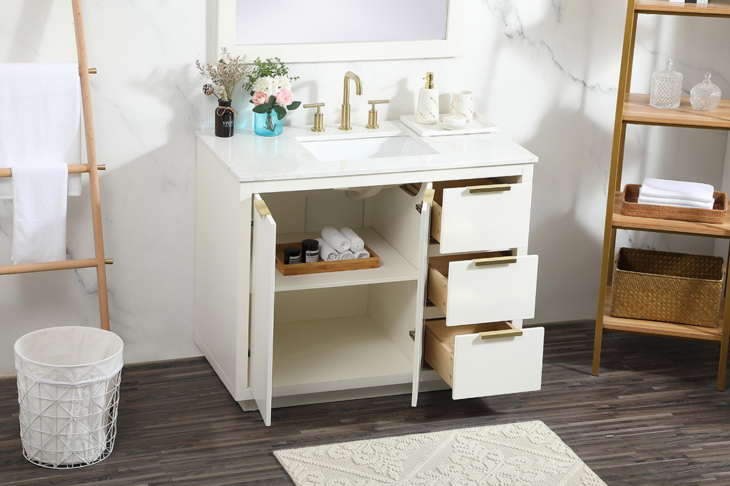 Elegant Bathroom Vanity - White (VF19442WH)