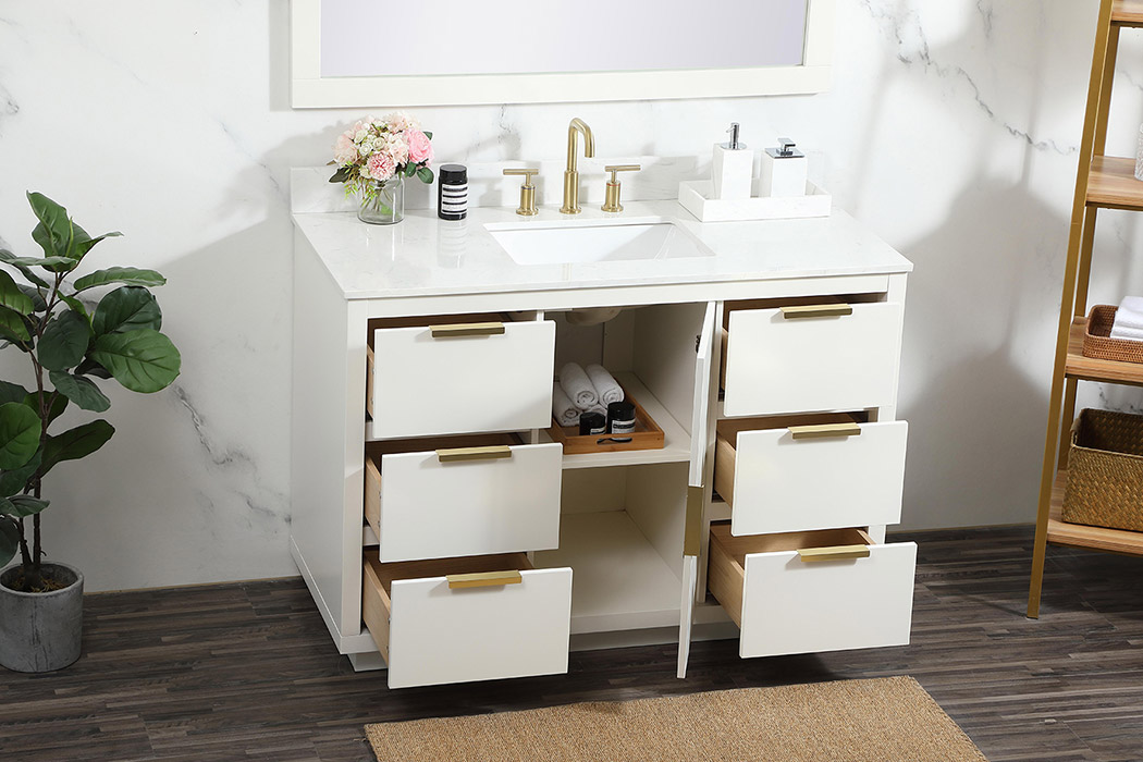 Elegant Bathroom Vanity - White (VF19448WH-BS)