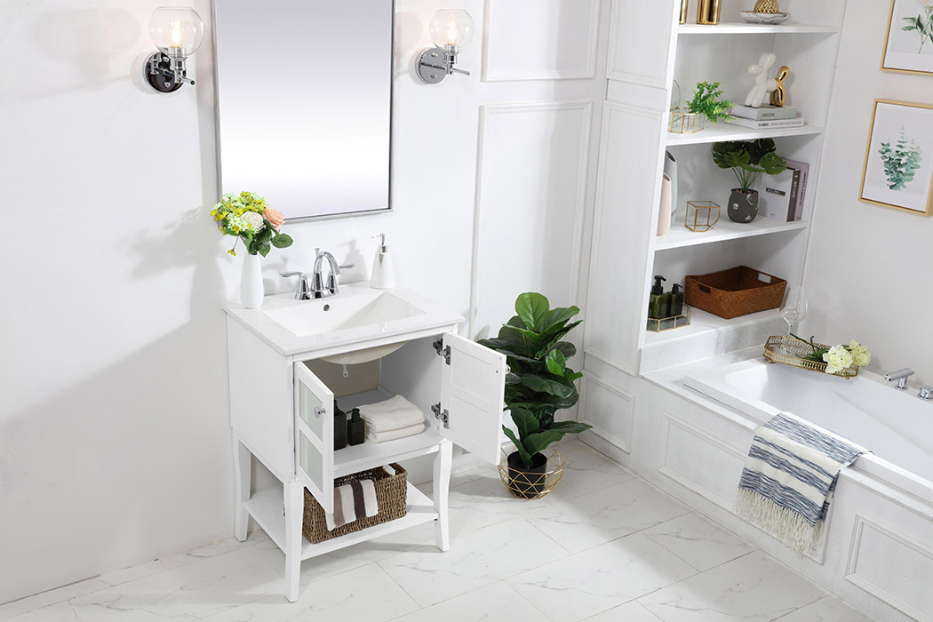 Elegant Bathroom Vanity - White/Mirror (VF2100MR)