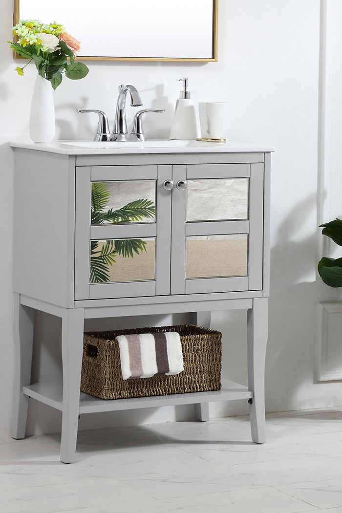 Elegant Bathroom Vanity - Gray/Mirror (VF2101MR)