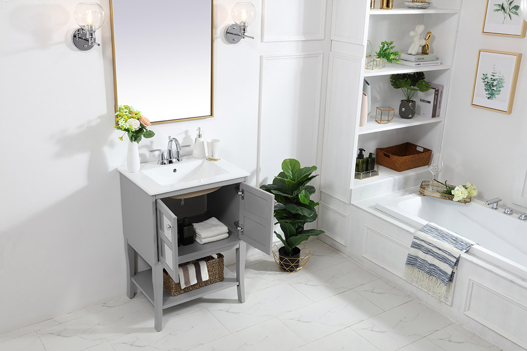 Elegant Bathroom Vanity - Gray/Mirror (VF2101MR)