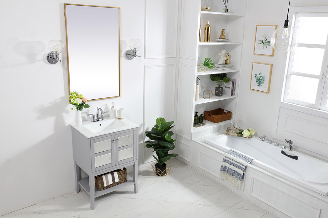 Elegant Bathroom Vanity - Gray/Mirror (VF2101MR)