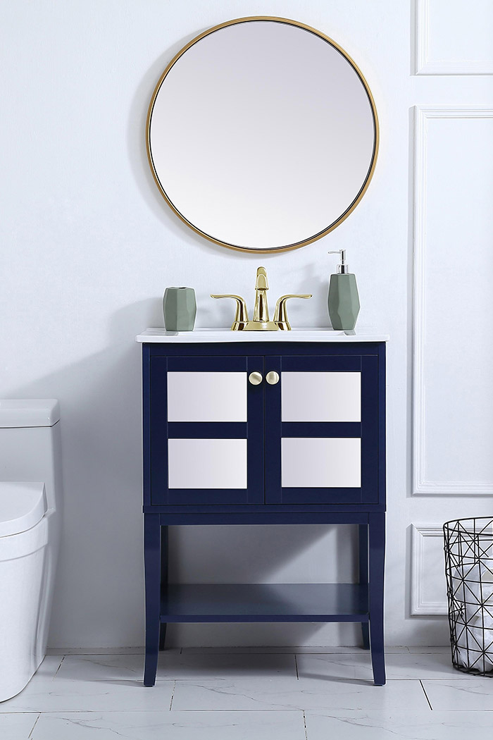 Elegant Bathroom Vanity - Blue/Mirror (VF2101MRBL)