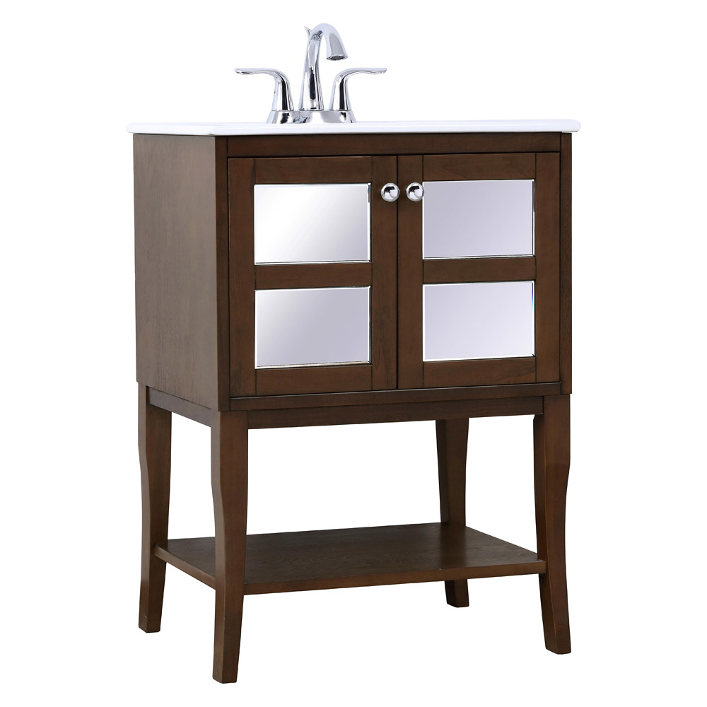 Elegant Bathroom Vanity - Antique Coffee/Mirror (VF2102MR)