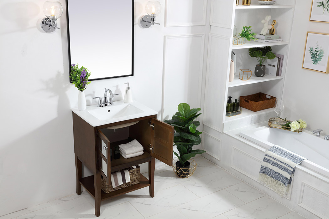 Elegant Bathroom Vanity - Antique Coffee/Mirror (VF2102MR)