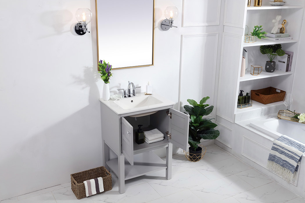 Elegant Bathroom Vanity - Gray, L 24" (VF2524GR)