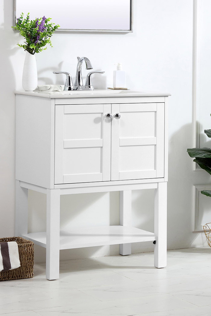 Elegant Bathroom Vanity - White, L 24" (VF2524WH)