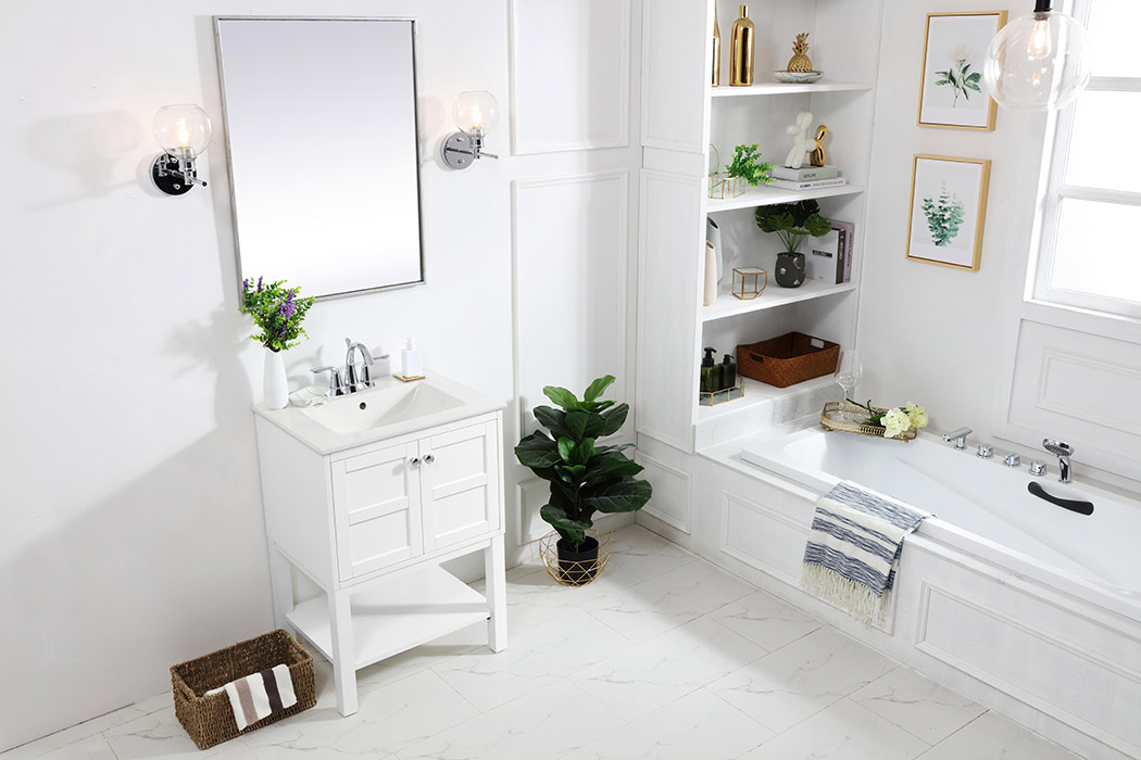 Elegant Bathroom Vanity - White, L 24" (VF2524WH)