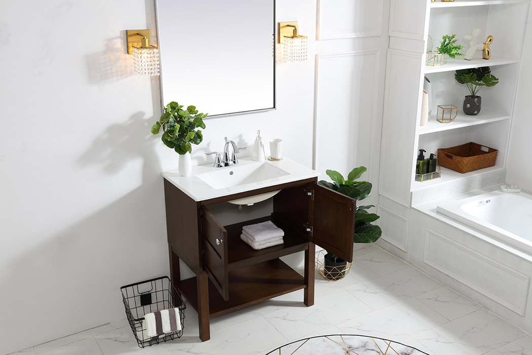 Elegant Bathroom Vanity - Antique Coffee, L 30" (VF2530AC)