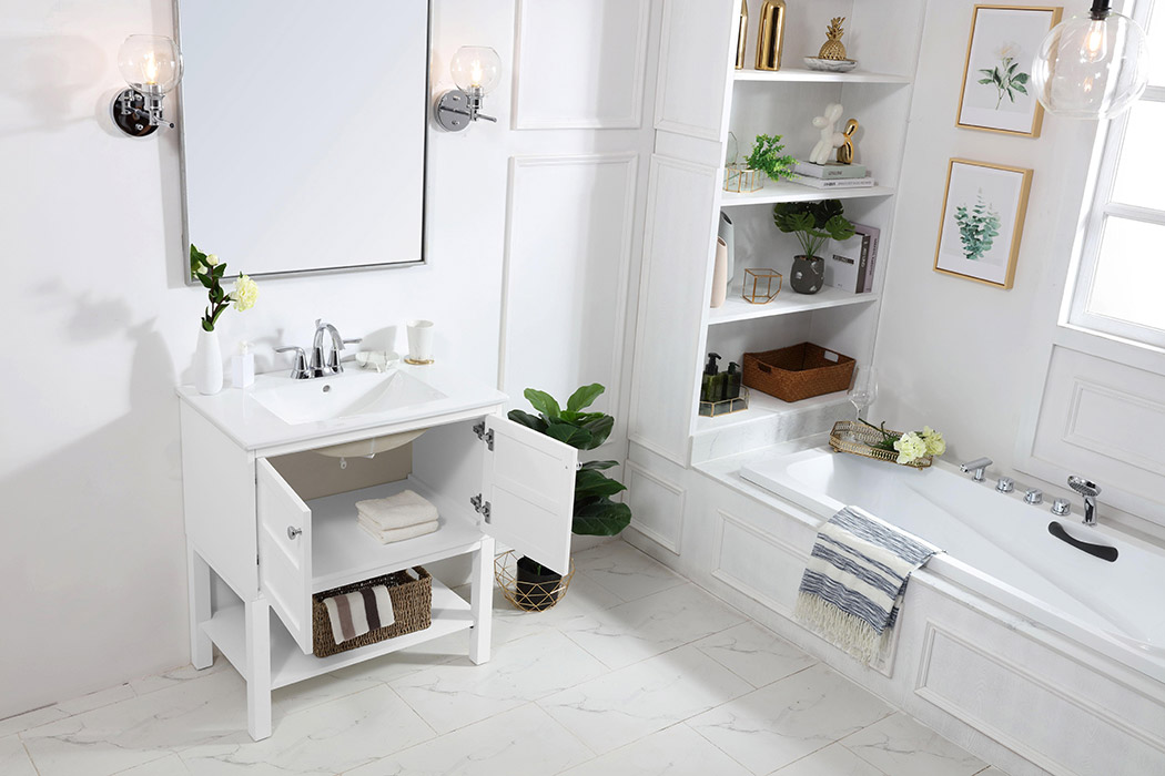 Elegant Bathroom Vanity - White, L 30" (VF2530WH)