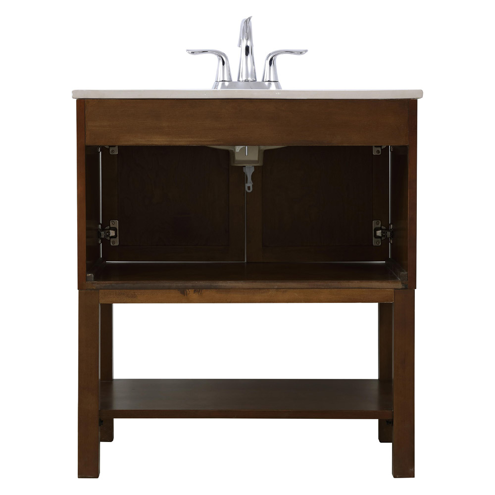 Elegant Bathroom Vanity - Antique Coffee/Mirror, L 30" (VF26MRAC)