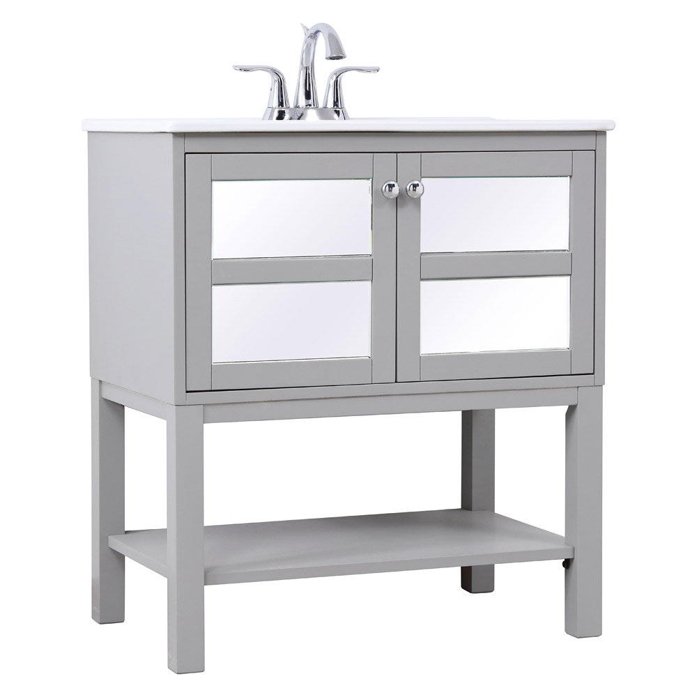 Elegant Bathroom Vanity - Gray/Mirror, L 30" (VF26MRGR)