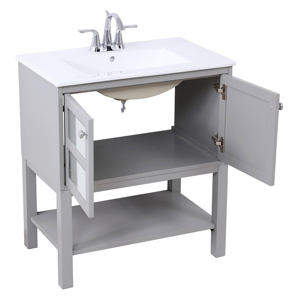 Elegant Bathroom Vanity - Gray/Mirror, L 30" (VF26MRGR)