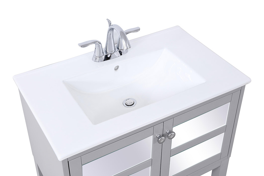 Elegant Bathroom Vanity - Gray/Mirror, L 30" (VF26MRGR)