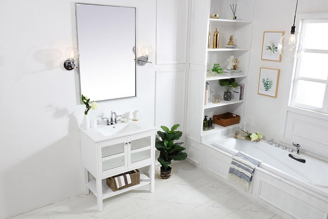 Elegant Bathroom Vanity - White/Mirror, L 30" (VF26MRWH)