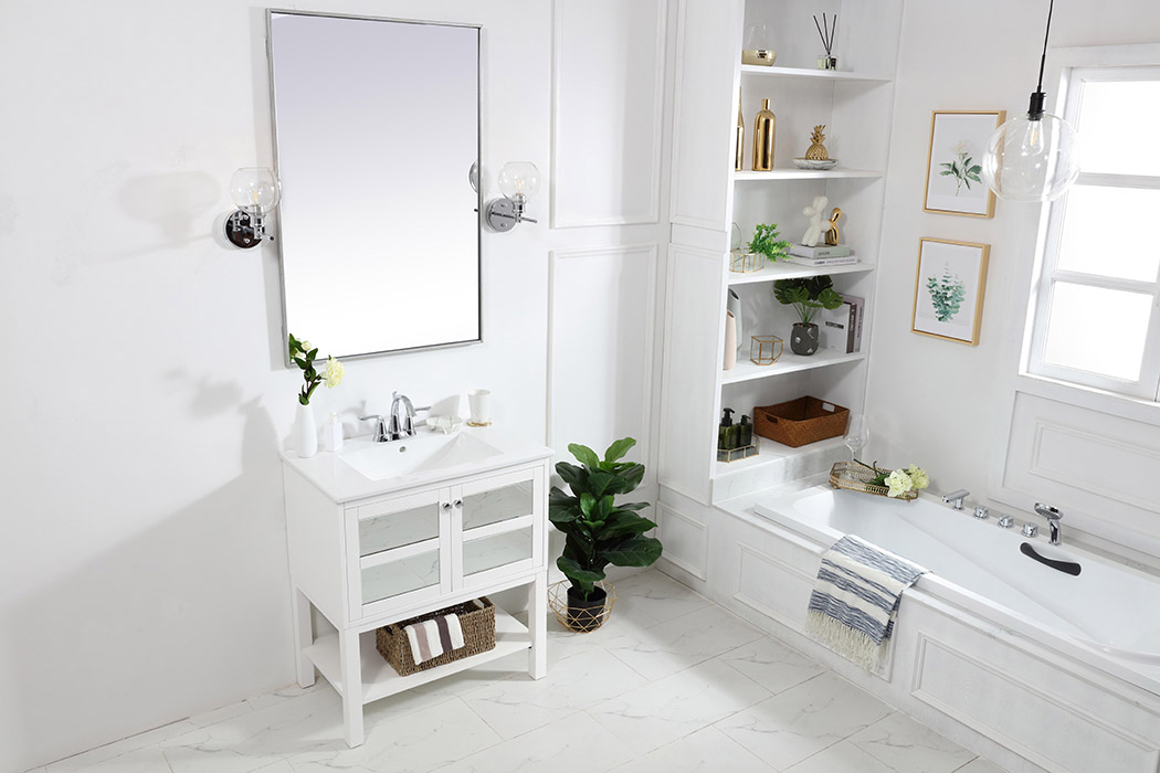 Elegant Bathroom Vanity - White/Mirror, L 30" (VF26MRWH)