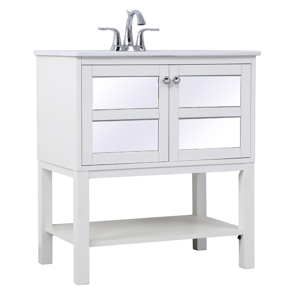 Elegant Bathroom Vanity - White/Mirror, L 30" (VF26MRWH)