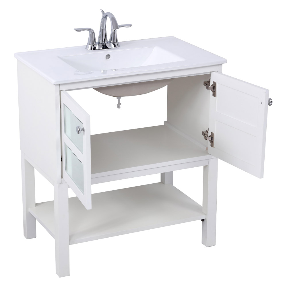 Elegant Bathroom Vanity - White/Mirror, L 30" (VF26MRWH)