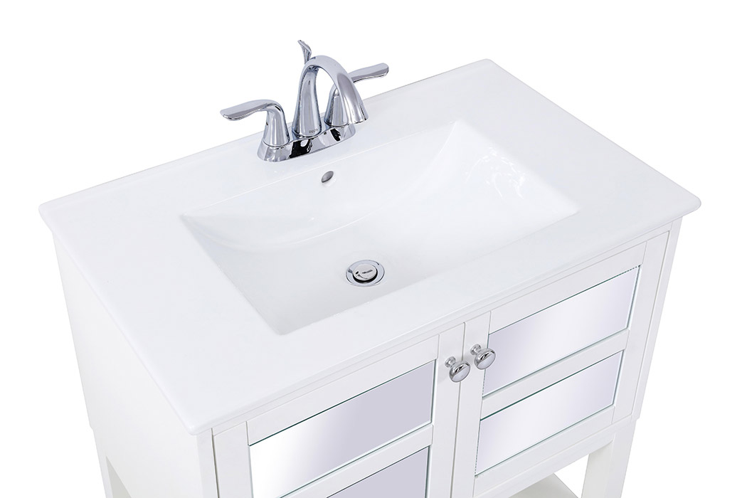 Elegant Bathroom Vanity - White/Mirror, L 30" (VF26MRWH)