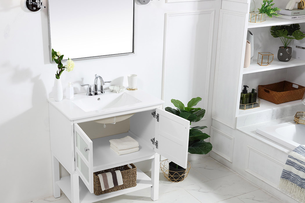 Elegant Bathroom Vanity - White/Mirror, L 30" (VF26MRWH)