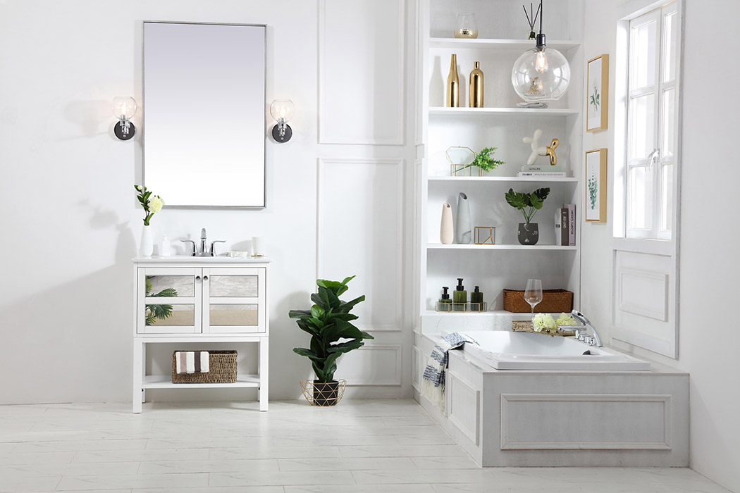 Elegant Bathroom Vanity - White/Mirror, L 30" (VF26MRWH)