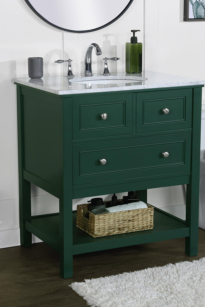 Elegant Bathroom Vanity - Green, L 30" (VF27030GN)