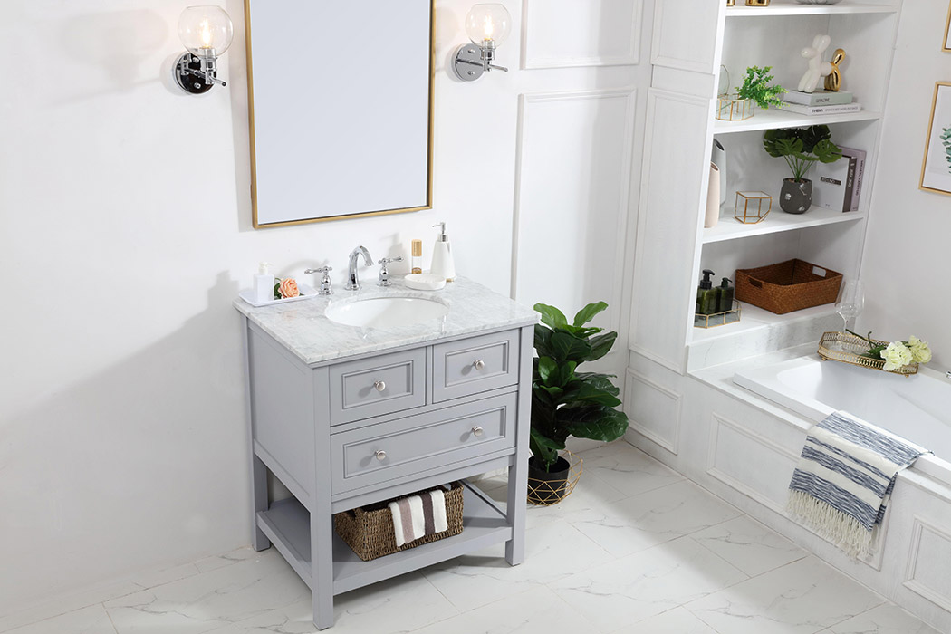 Elegant Bathroom Vanity - Gray, L 30" (VF27030GR)