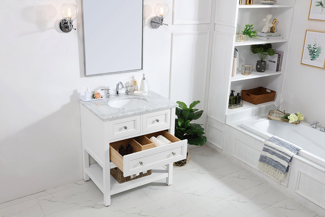 Elegant Bathroom Vanity - White, L 30" (VF27030WH)