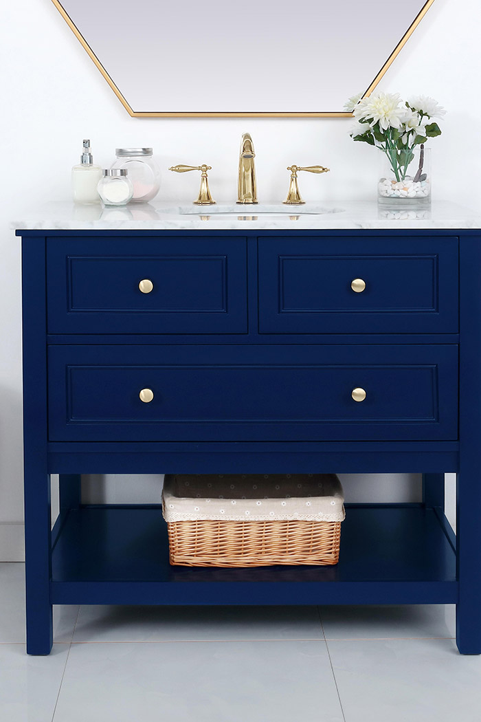 Elegant Bathroom Vanity - Blue, L 36" (VF27036BL)