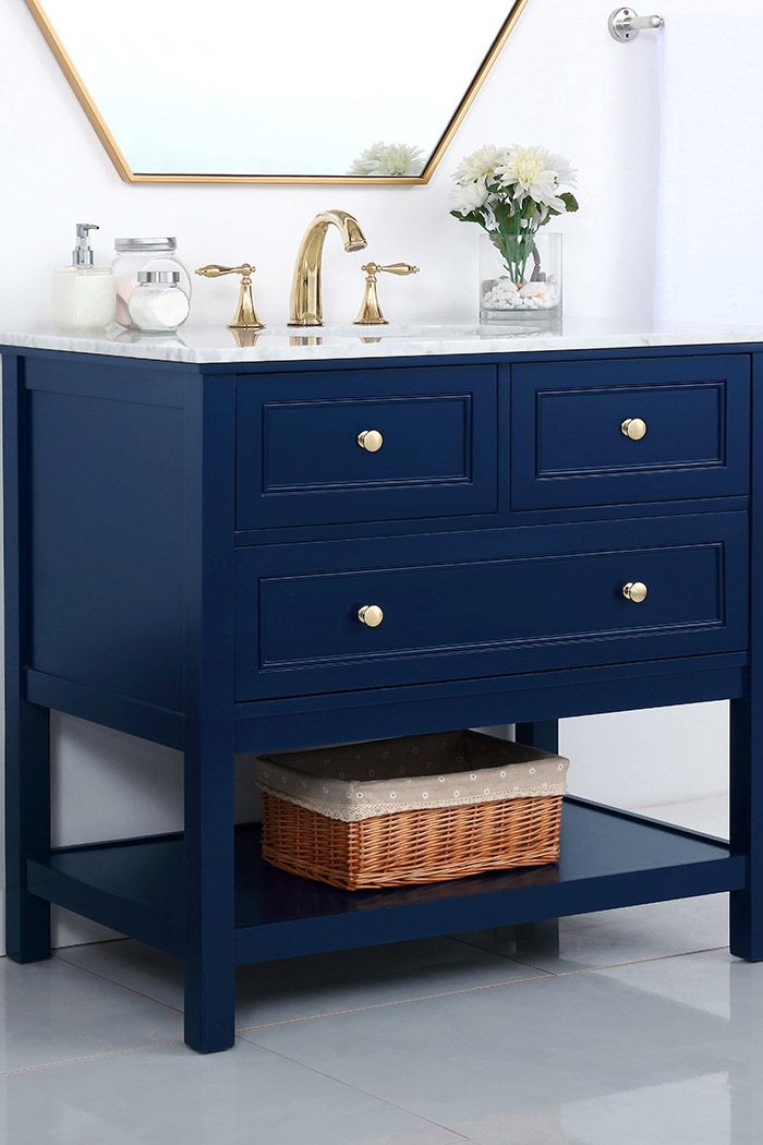 Elegant Bathroom Vanity - Blue, L 36" (VF27036BL)