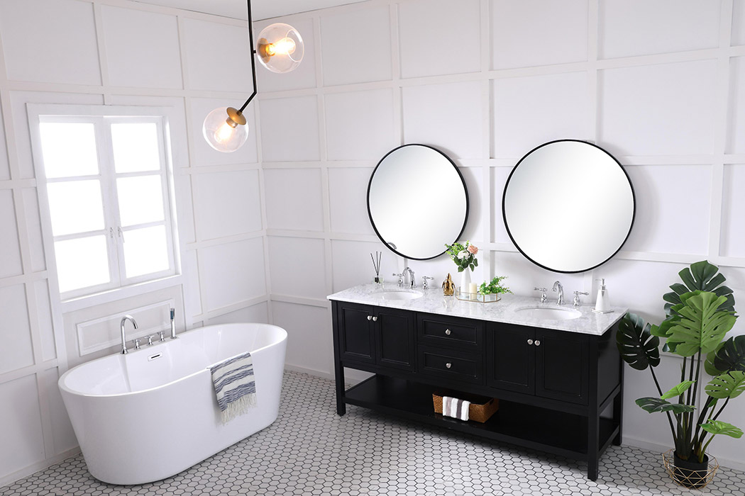 Elegant Bathroom Vanity - Black, L 72" (VF27072BK)