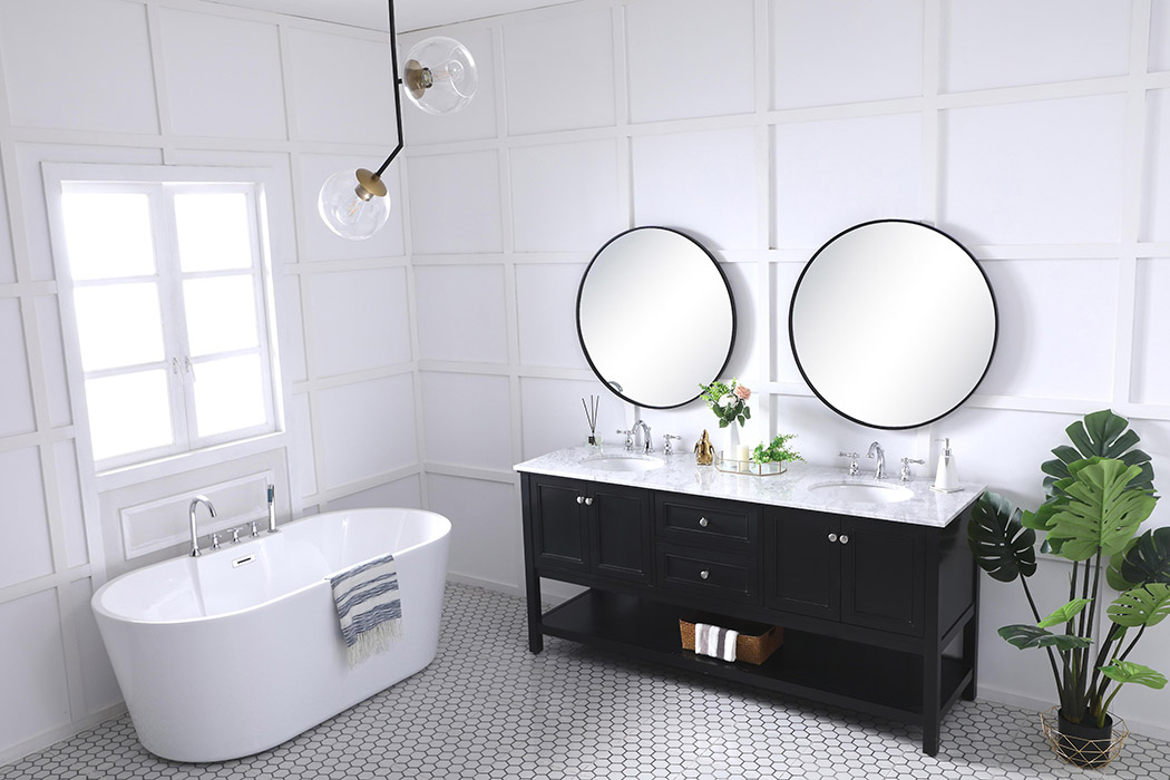 Elegant Bathroom Vanity - Black, L 72" (VF27072BK)