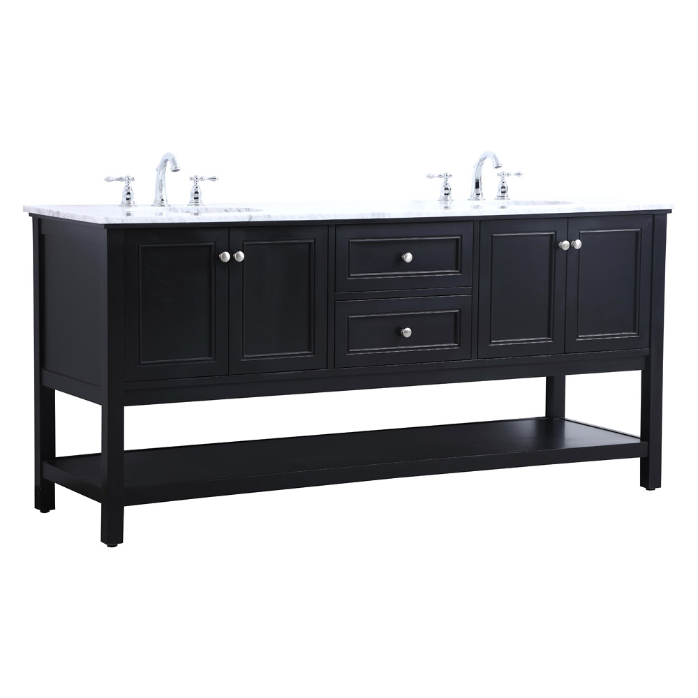 Elegant Bathroom Vanity - Black, L 72" (VF27072BK)