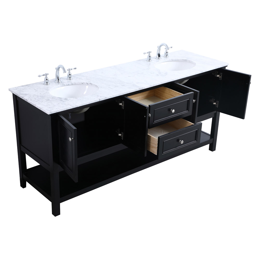 Elegant Bathroom Vanity - Black, L 72" (VF27072BK)