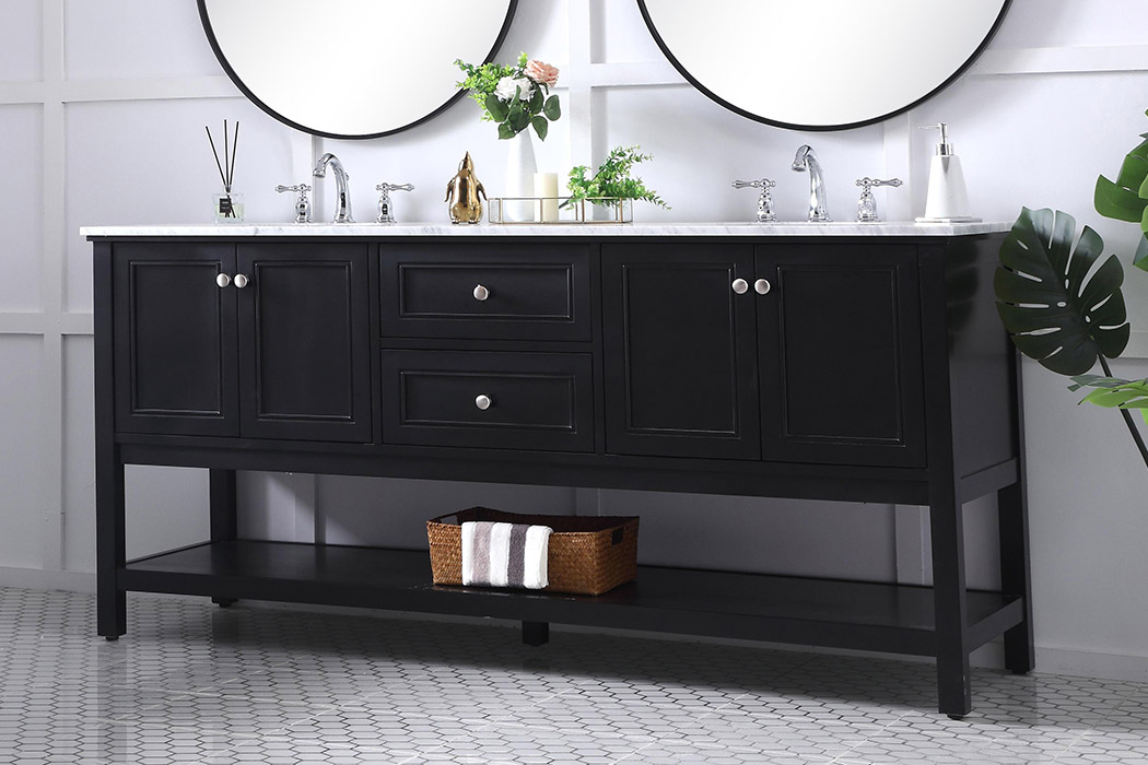 Elegant Bathroom Vanity - Black, L 72" (VF27072BK)