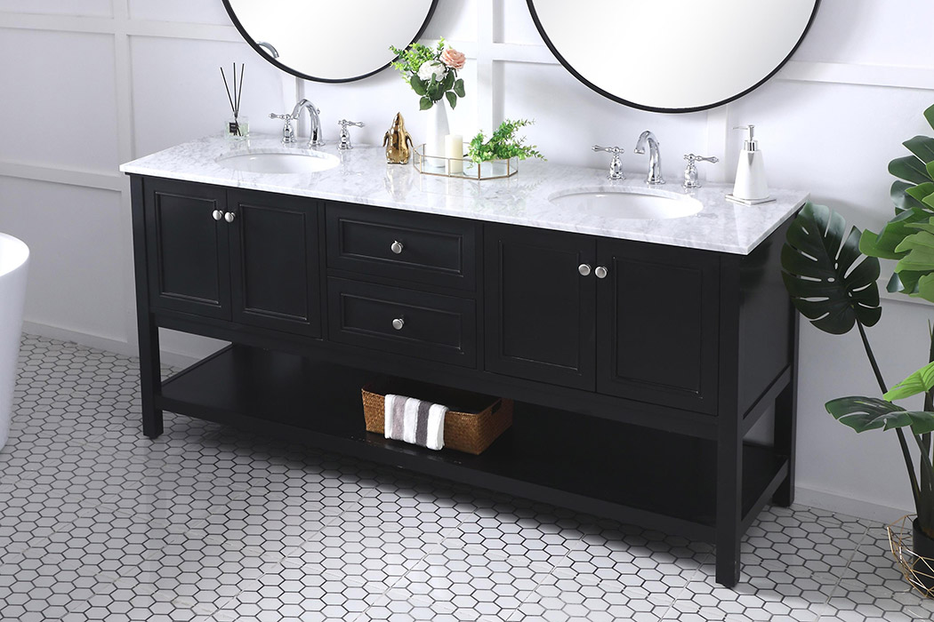 Elegant Bathroom Vanity - Black, L 72" (VF27072BK)