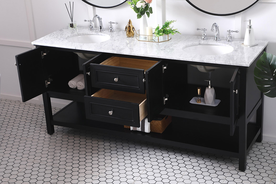 Elegant Bathroom Vanity - Black, L 72" (VF27072BK)