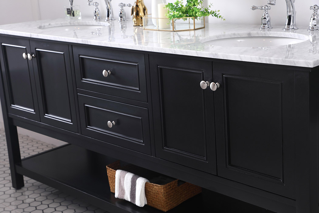 Elegant Bathroom Vanity - Black, L 72" (VF27072BK)