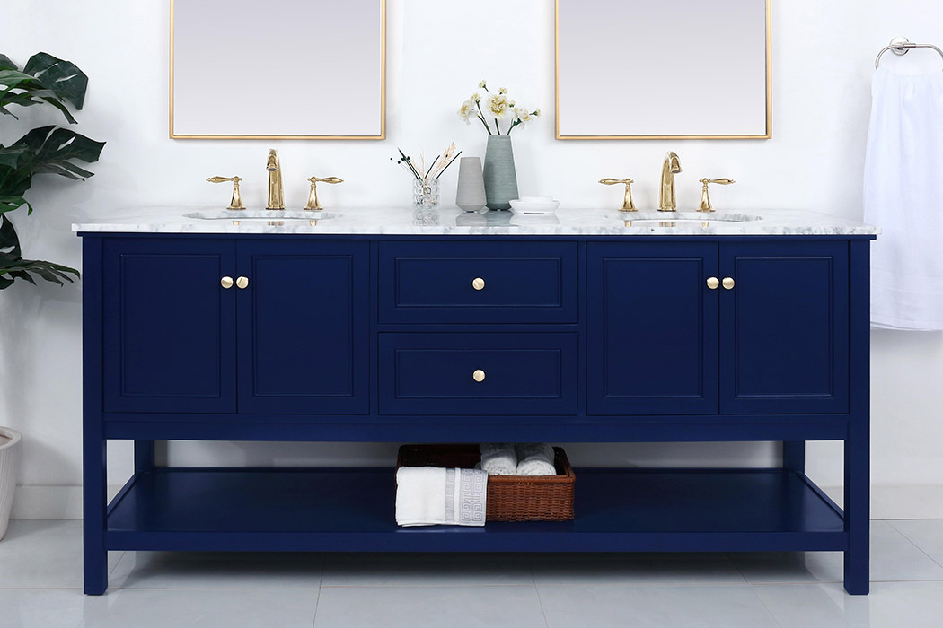 Elegant Bathroom Vanity - Blue, L 72" (VF27072DBL)